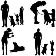 Vector silhouette of a family N152