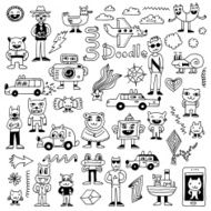 Crazy funny doodles set Hand drawn vector illustration N2