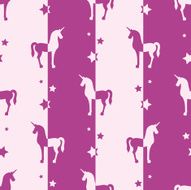 Cartoon unicorn and stars silhouettes seamless pattern