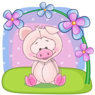 Pig with flowers N4