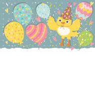 Happy Birthday background with balloons and bird N3