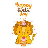 Happy Birthday greeting background with a lion N21