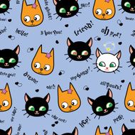 cartoon cute cats and dogs vector seamless pattern blue background jpg