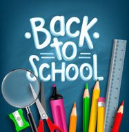 Back to School Title Words with Realistic Items