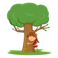 Girl hugging tree