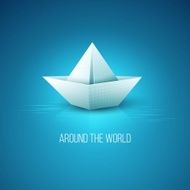 Origami paper boat Vector illustration