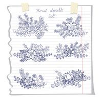 Vector flowers set on school notebook