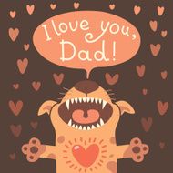 Card Happy Father&#039;s Day with a funny puppy N2