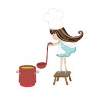 Little girl cooks