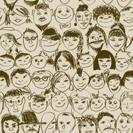 Seamless pattern of smiling crowd people