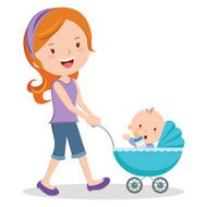 Mother with baby in stroller