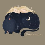 Girl sleeping with cat