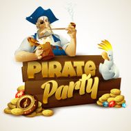 Pirate party poster Vector illustration N2