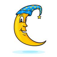 Moon in nightcap with gold star