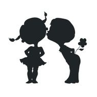 Silhouettes of kissing boy and girl N2