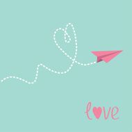 Origami paper plane Dash heart in the sky Love card