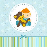 baby boy keep a teddy bear