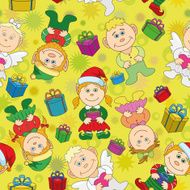 Seamless Christmas background boys and girls