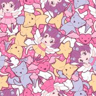 Seamless pattern with doodle Vector kawaii illustration N4