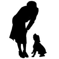 Vector silhouette of people with dog N30