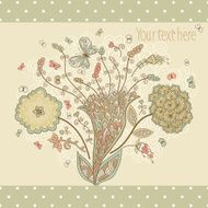 Cute greeting card with abstract flowers