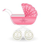 Sweet pink pram isolated on white