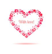 Pink heart made of the handprints N2