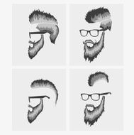 hairstyles with a beard and mustache wearing glasses N4