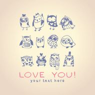 Owls cute greeting card and sample text N5