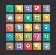 Trendy Vector Icons With Long Shadow Set 19