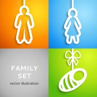Set of applique family icons Vector illustration