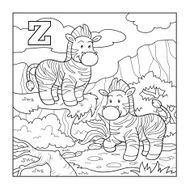 Coloring book (zebra) colorless alphabet for children letter Z