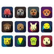 animal face flat icon set