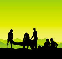 Relaxing family picnic in the country