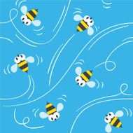 Seamless pattern with funny bees N4