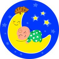 cute baby sleeping on the moon