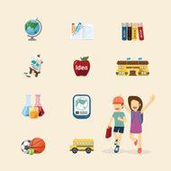 Vector flat icons set of education design concept