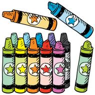 Colorful wax crayon vector sketch