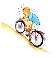 overweight boy on bicycle