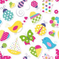 cute hearts flowers toys and animals pattern
