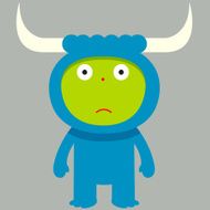 Blue bull costume kid character