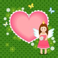 Heart frame with cute princess