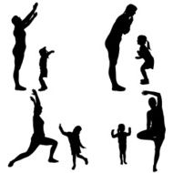 Vector silhouette of a woman with child N17