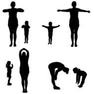 Vector silhouette of a woman with child N18