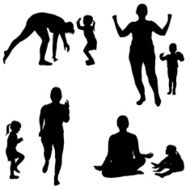 Vector silhouette of a woman with child N19