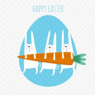Happy easter greeting card Vector illustration with cute rabbit N2