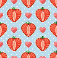 Heart of strawberry polka dot and hearts in seamless pattern