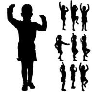 Vector silhouette of a little girl N32