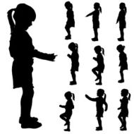 Vector silhouette of a little girl N33