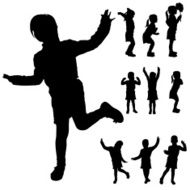 Vector silhouette of a little girl N34